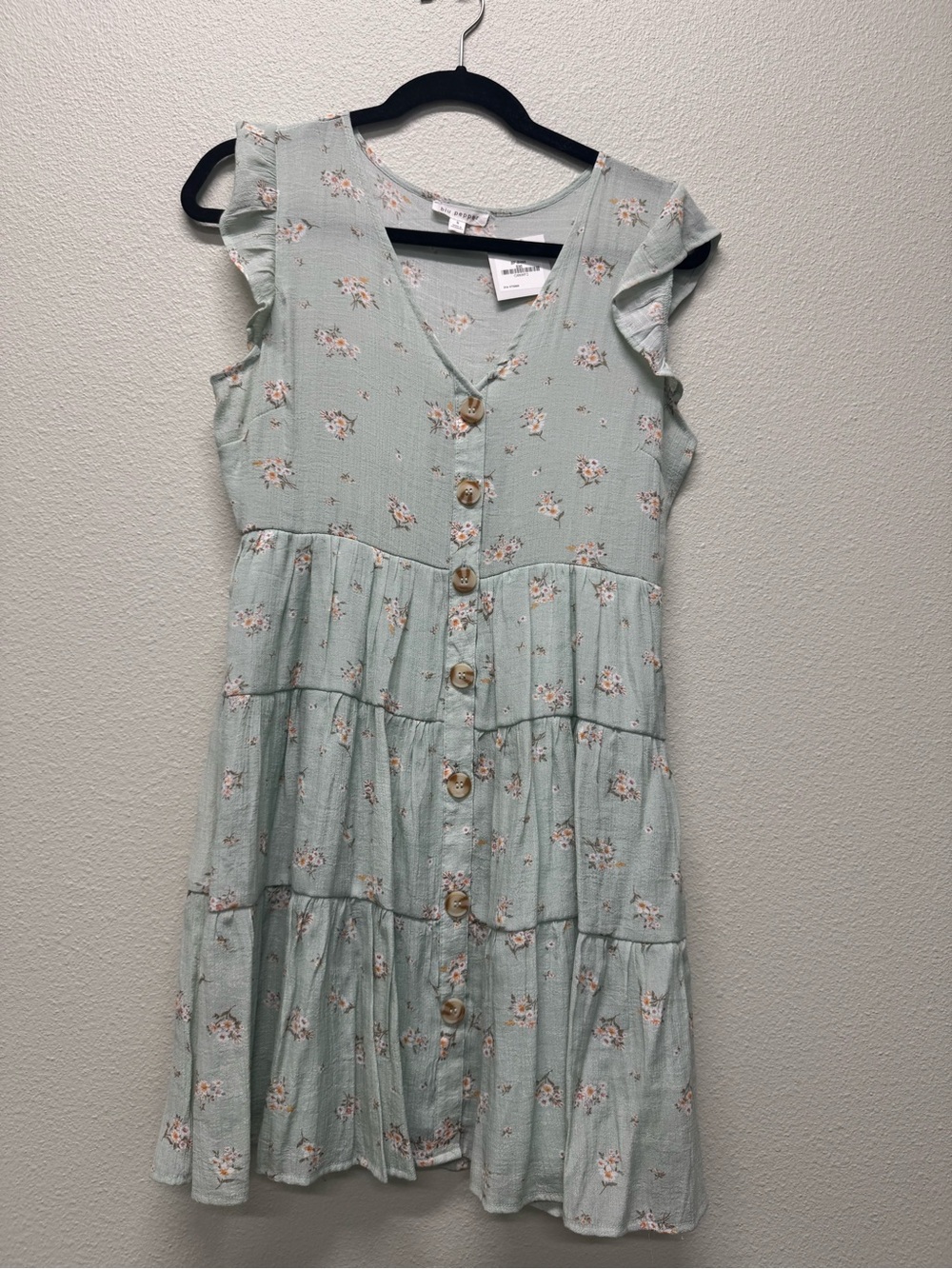 NWT Blu Pepper Mint Green Floral Button-Front Mini Dress,Multiple Sizes